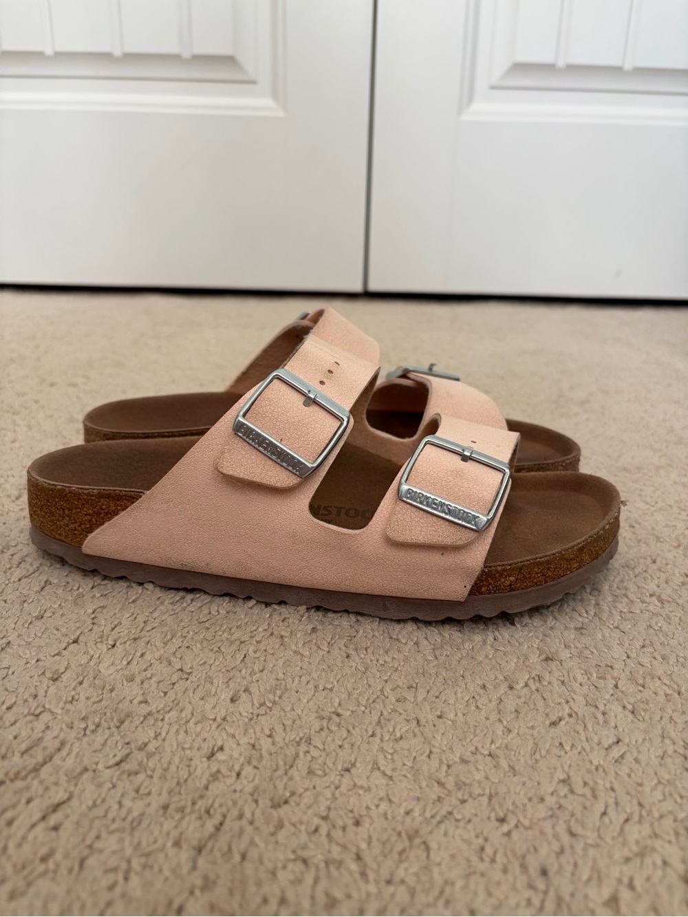 Birkenstock Pink Leather Arizona Soft Foot Slide Women's Size EU 38 US 7 - 7.5 - Picture 6 of 7